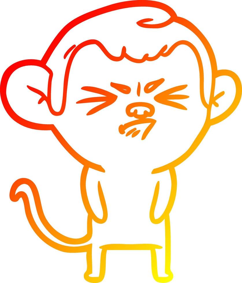 warm gradient line drawing cartoon annoyed monkey vector