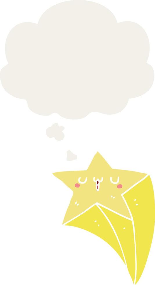 cartoon shooting star and thought bubble in retro style vector