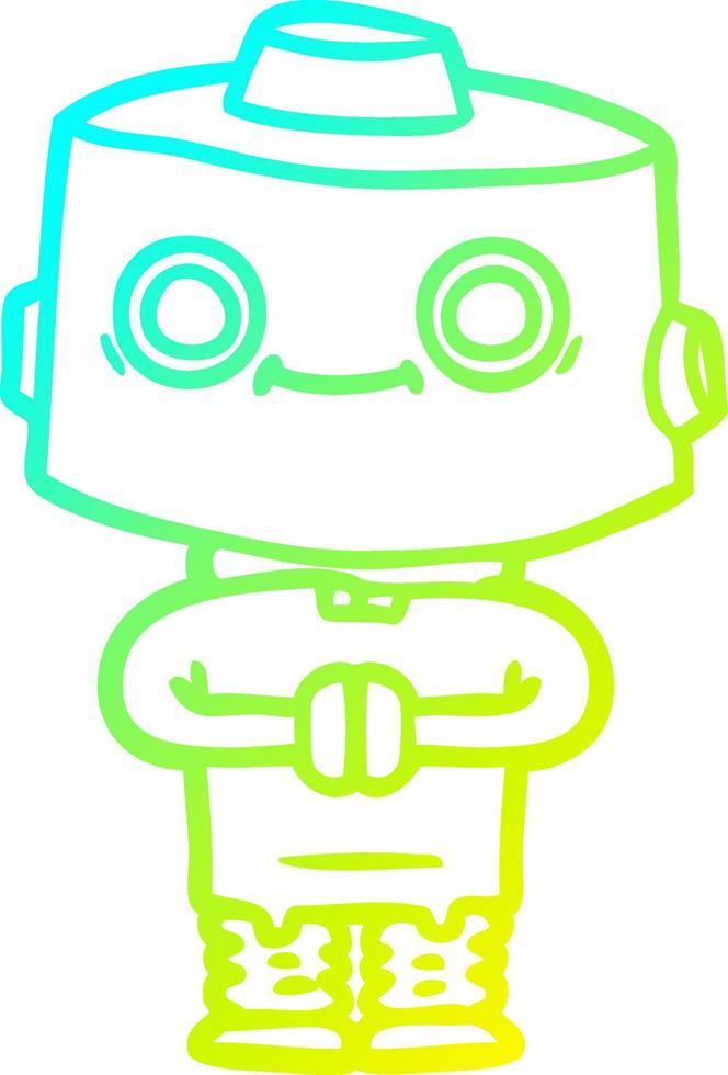 cold gradient line drawing cartoon robot vector