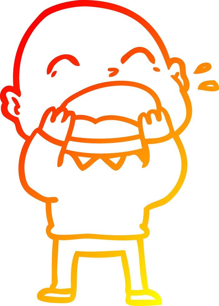 warm gradient line drawing cartoon shouting bald man vector