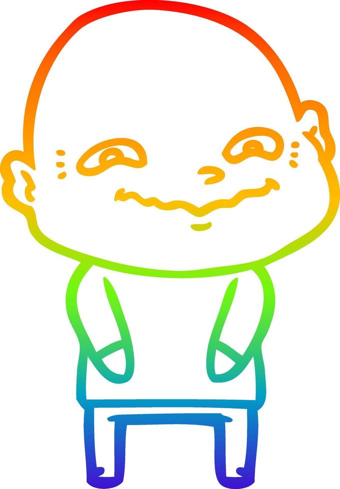 rainbow gradient line drawing cartoon creepy guy vector