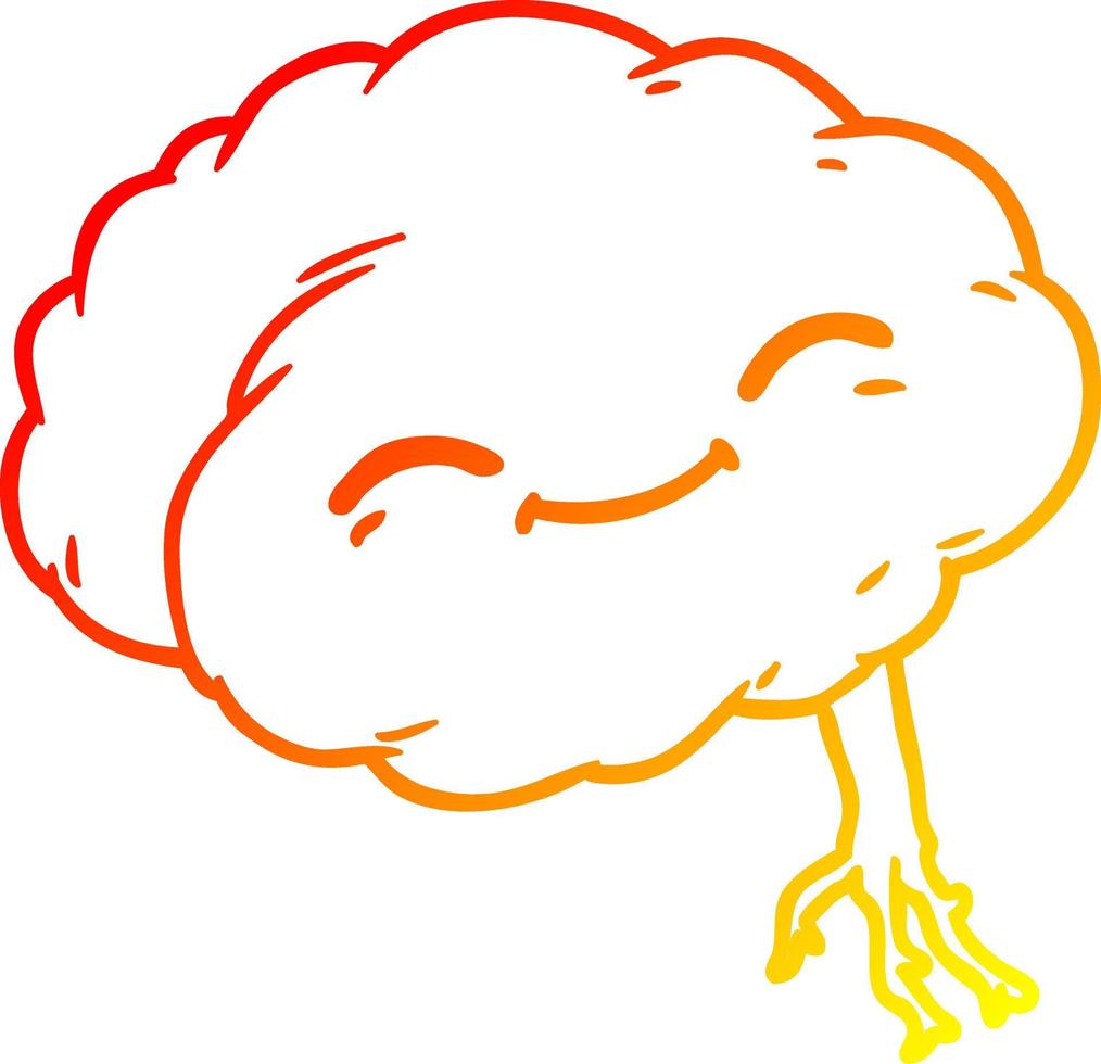 warm gradient line drawing cartoon happy brain vector