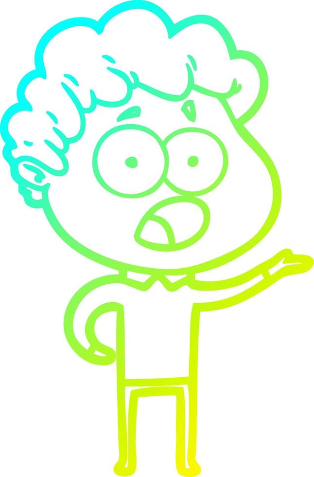cold gradient line drawing cartoon man gasping in surprise vector