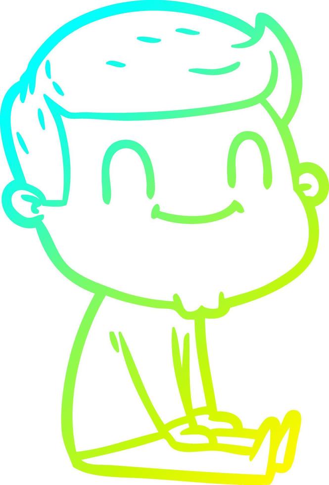 cold gradient line drawing cartoon friendly man vector