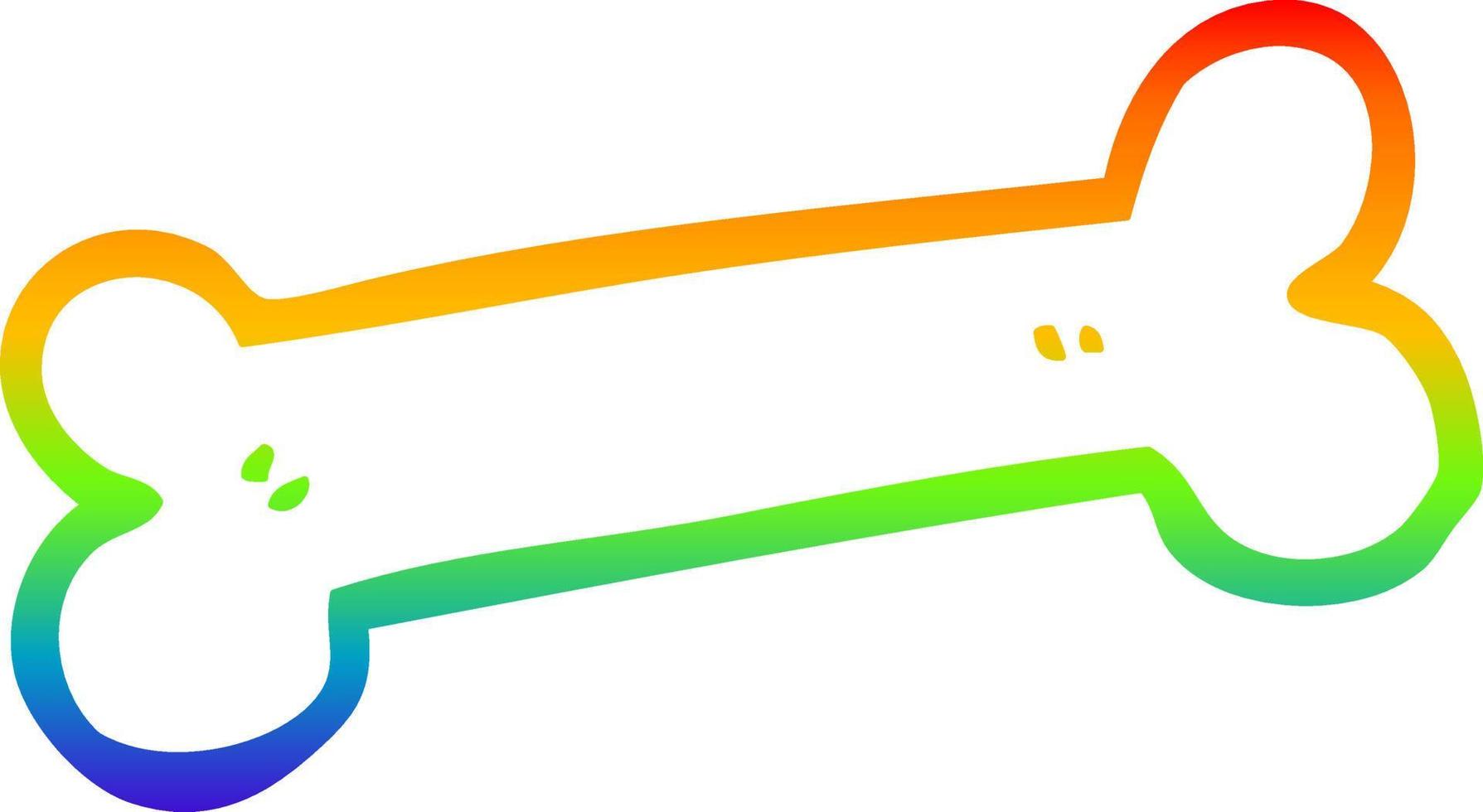 rainbow gradient line drawing cartoon bone vector