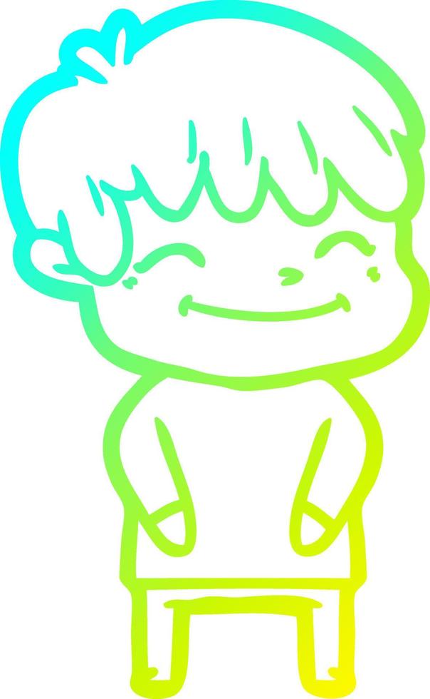 cold gradient line drawing cartoon happy boy vector