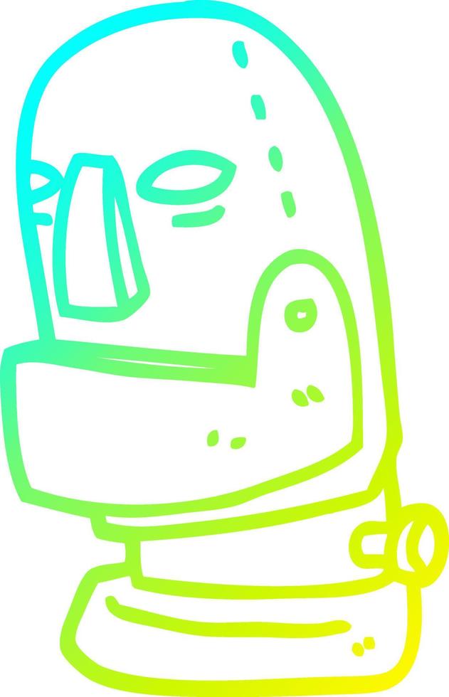 cold gradient line drawing cartoon robot head vector