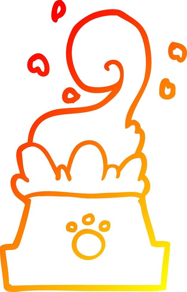 warm gradient line drawing bowl of dog food vector