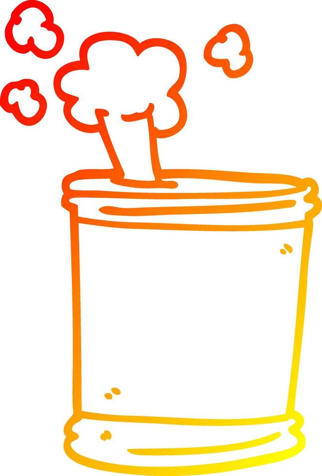 dibujo de línea de gradiente cálido lata de cerveza de dibujos animados vector