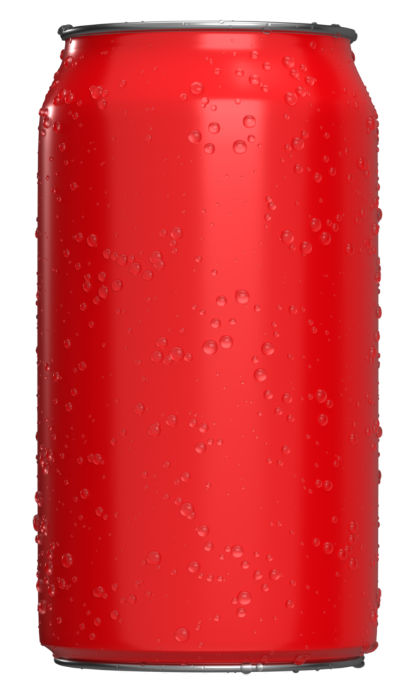 Realistic Cans red with water drops for mock-up. Soda can mock up. png