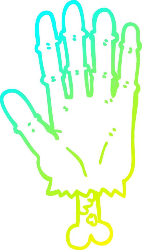 cold gradient line drawing cartoon zombie hand vector