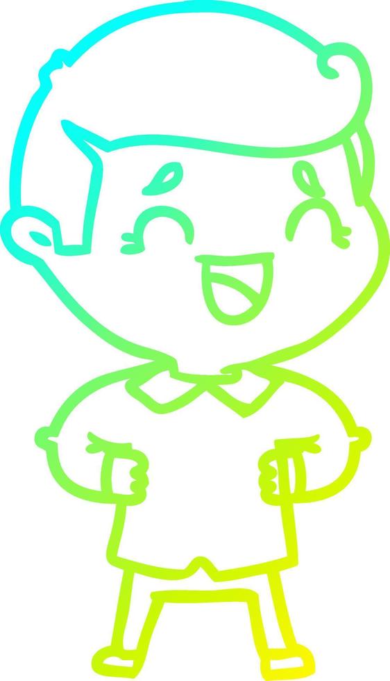 cold gradient line drawing cartoon laughing man vector
