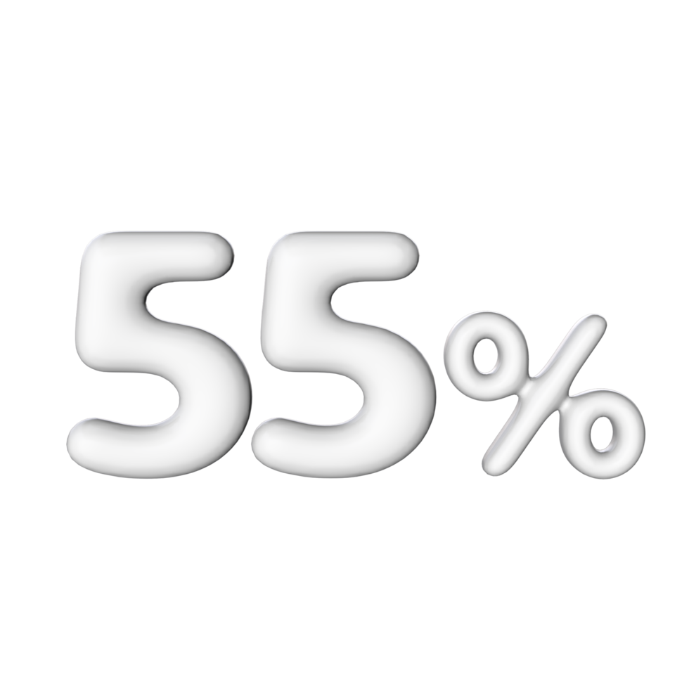 3D Number 55 Percent png