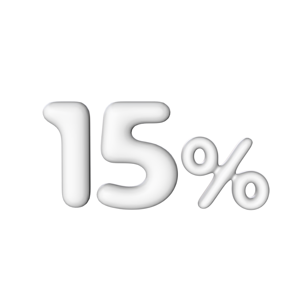3D Number 15 Percent png