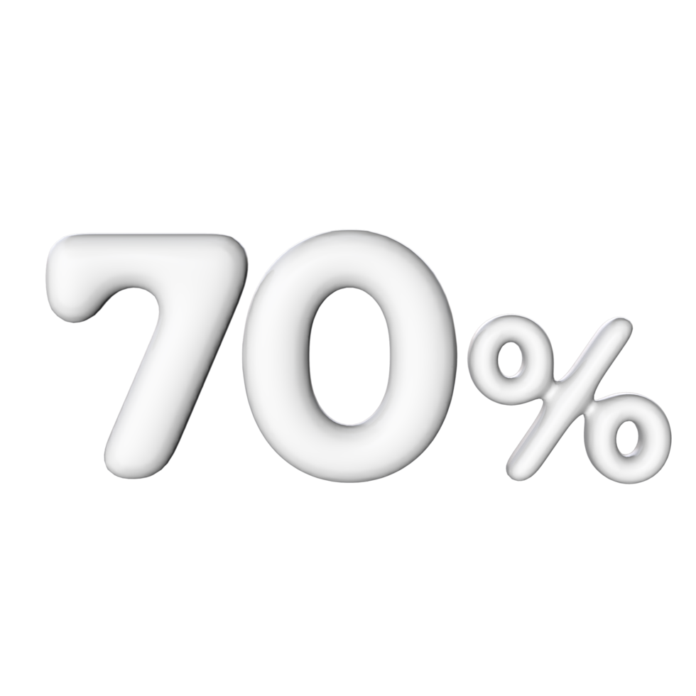 3D Number 70 Percent png