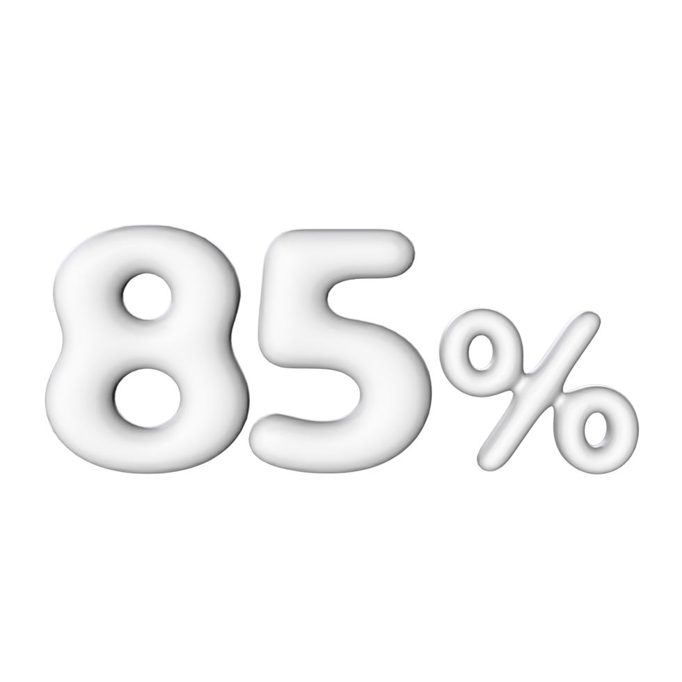 3D Number 85 Percent png