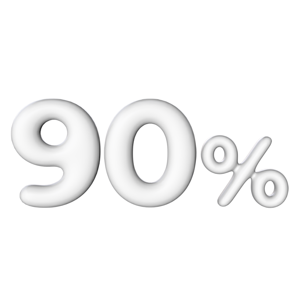 3D Number 90 Percent png