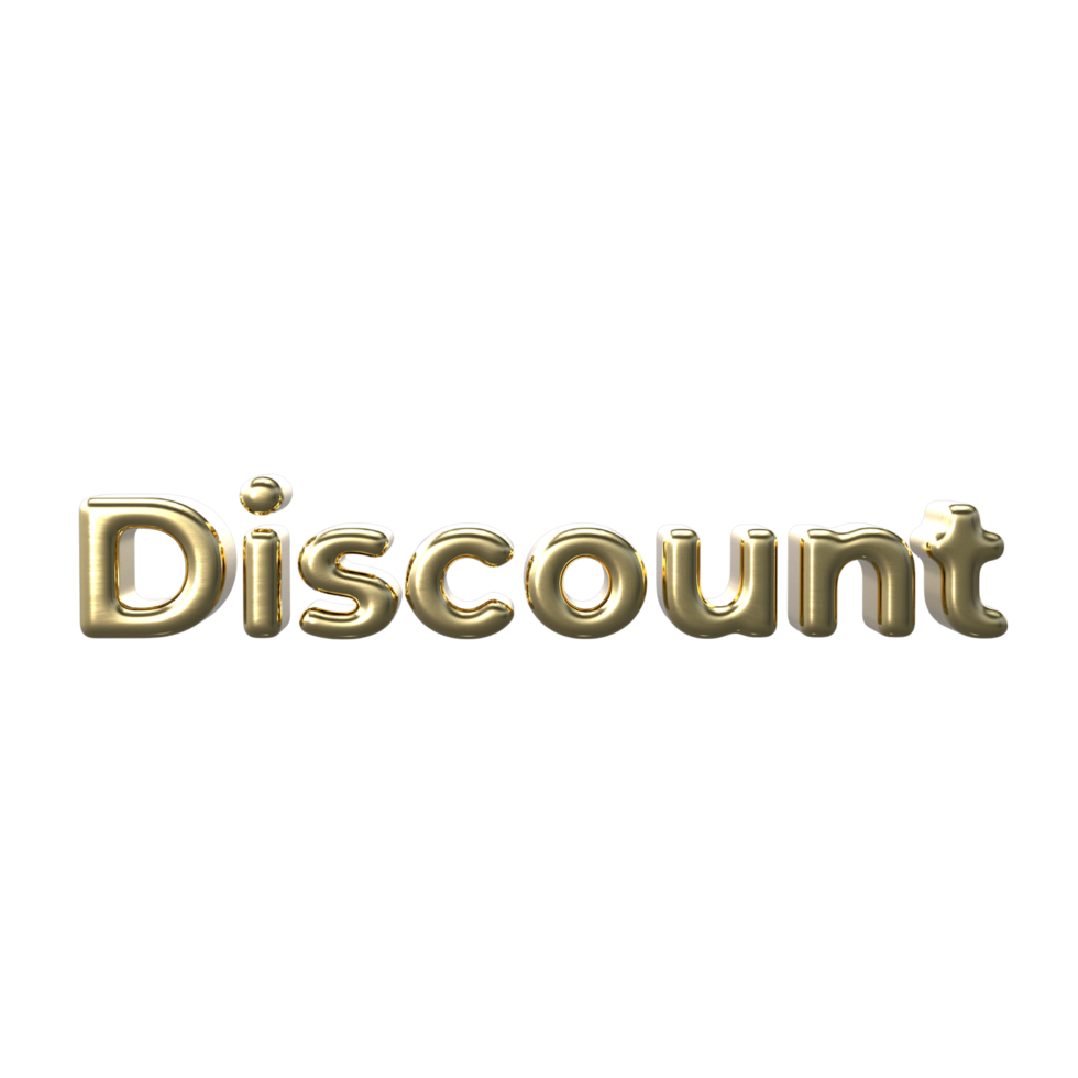 3D Gold Text Discount wording png