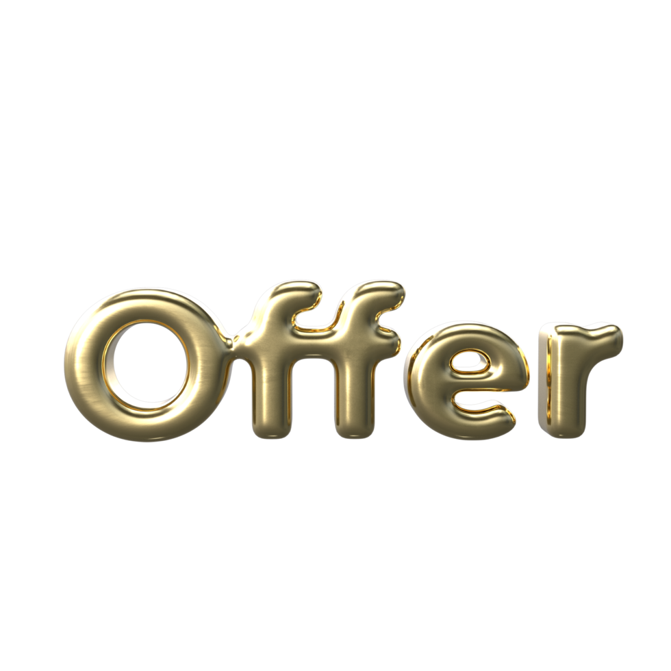 3D Gold Text Offer wording png