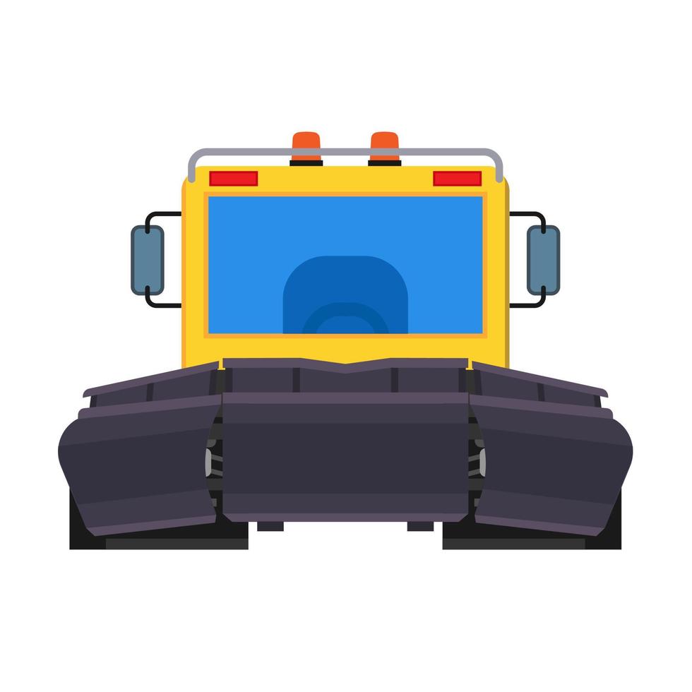 quitanieves tractor vista frontal vector icono equipo máquina. cargador de vehículos de invierno de eliminación. camión de carretera limpia con cuchara