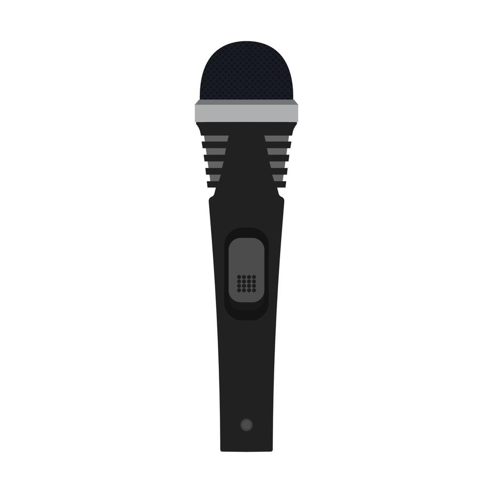 Microphone vector flat icon audio karaoke. Sound record studio music voice equipment. Concert mic broadcast interview design