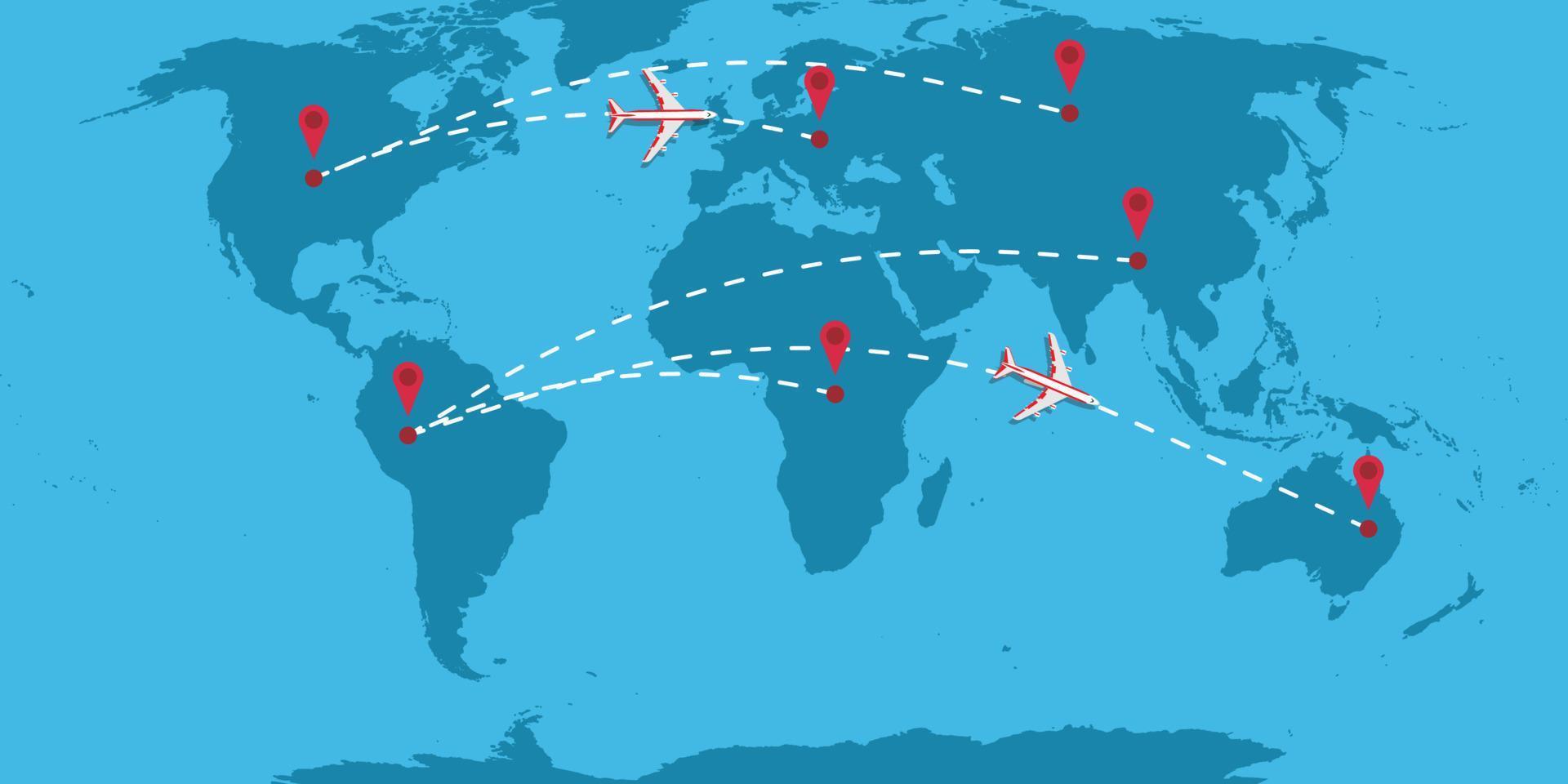 Plane dotted line path direction vector illustration travel map. Flight airline route trip track navigation pathway. Chart moving curve