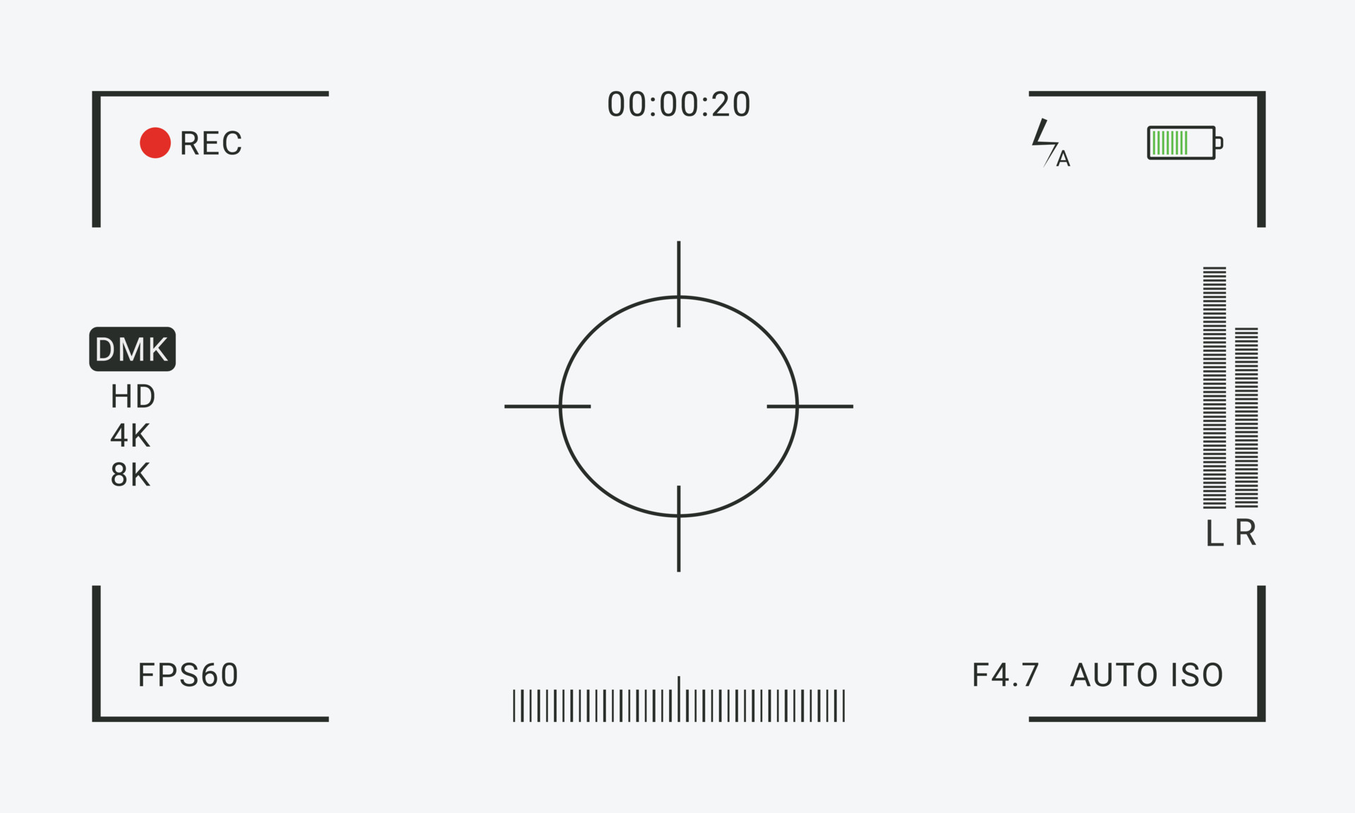 Camera interface viewfinder and focusing video screen of the camera