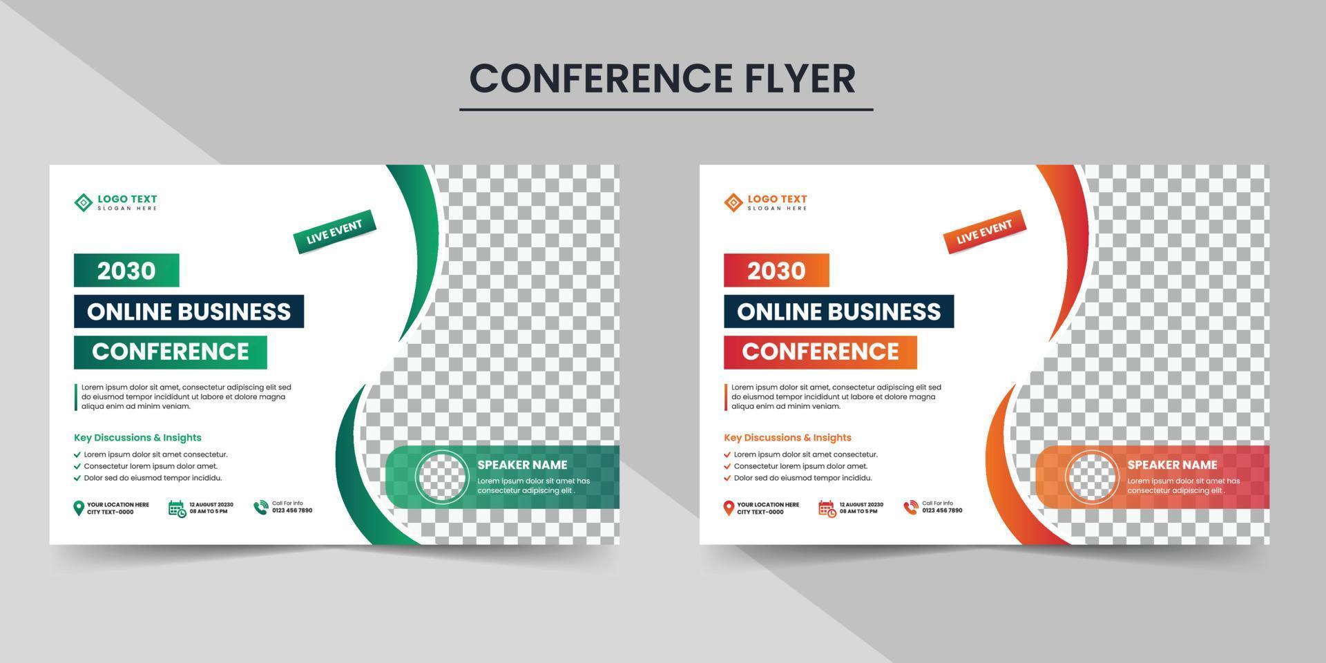 Modern corporate horizontal annual business conference flyer layout and business invitation banner vector