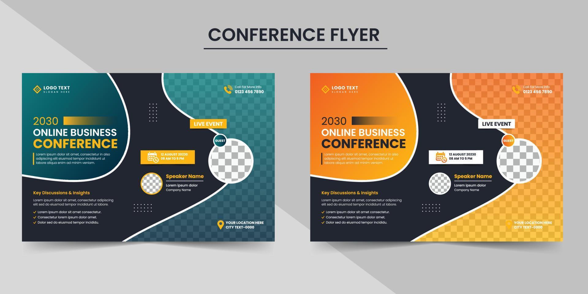 Modern corporate horizontal annual business conference flyer layout and invitation banner template vector