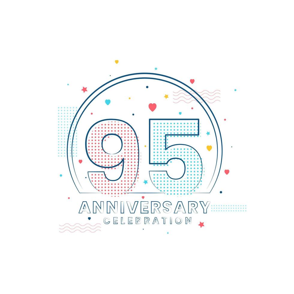 Celebración del aniversario de 95 años, diseño moderno del 95 aniversario. vector