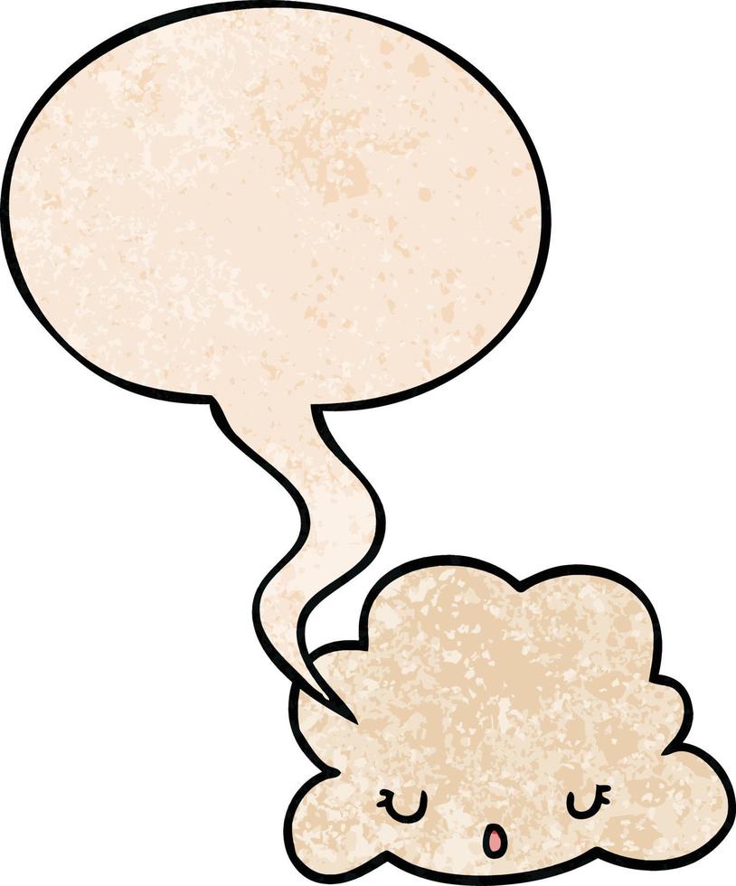 cute cartoon cloud and speech bubble in retro texture style vector