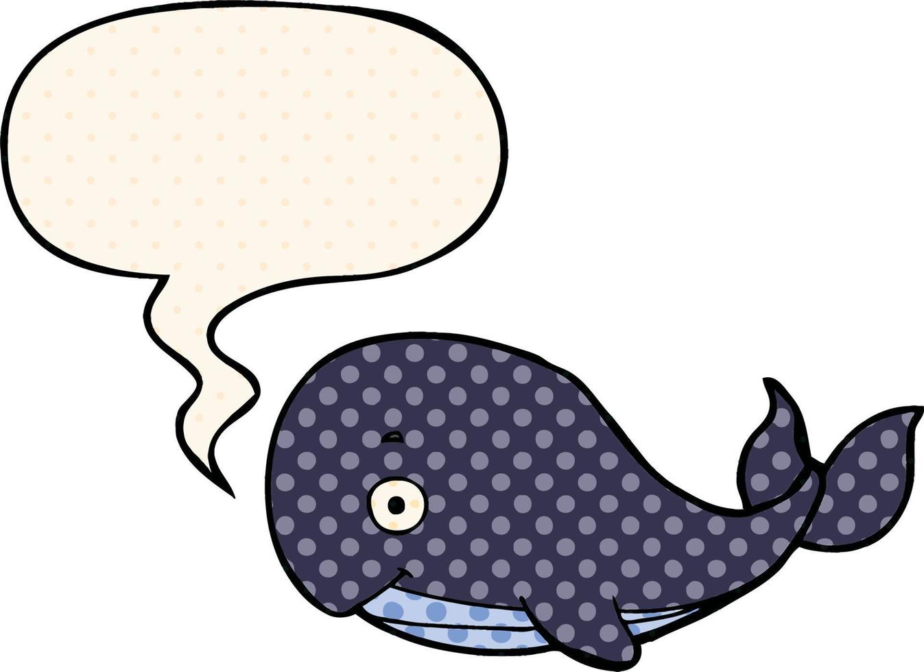 cartoon whale and speech bubble in comic book style vector