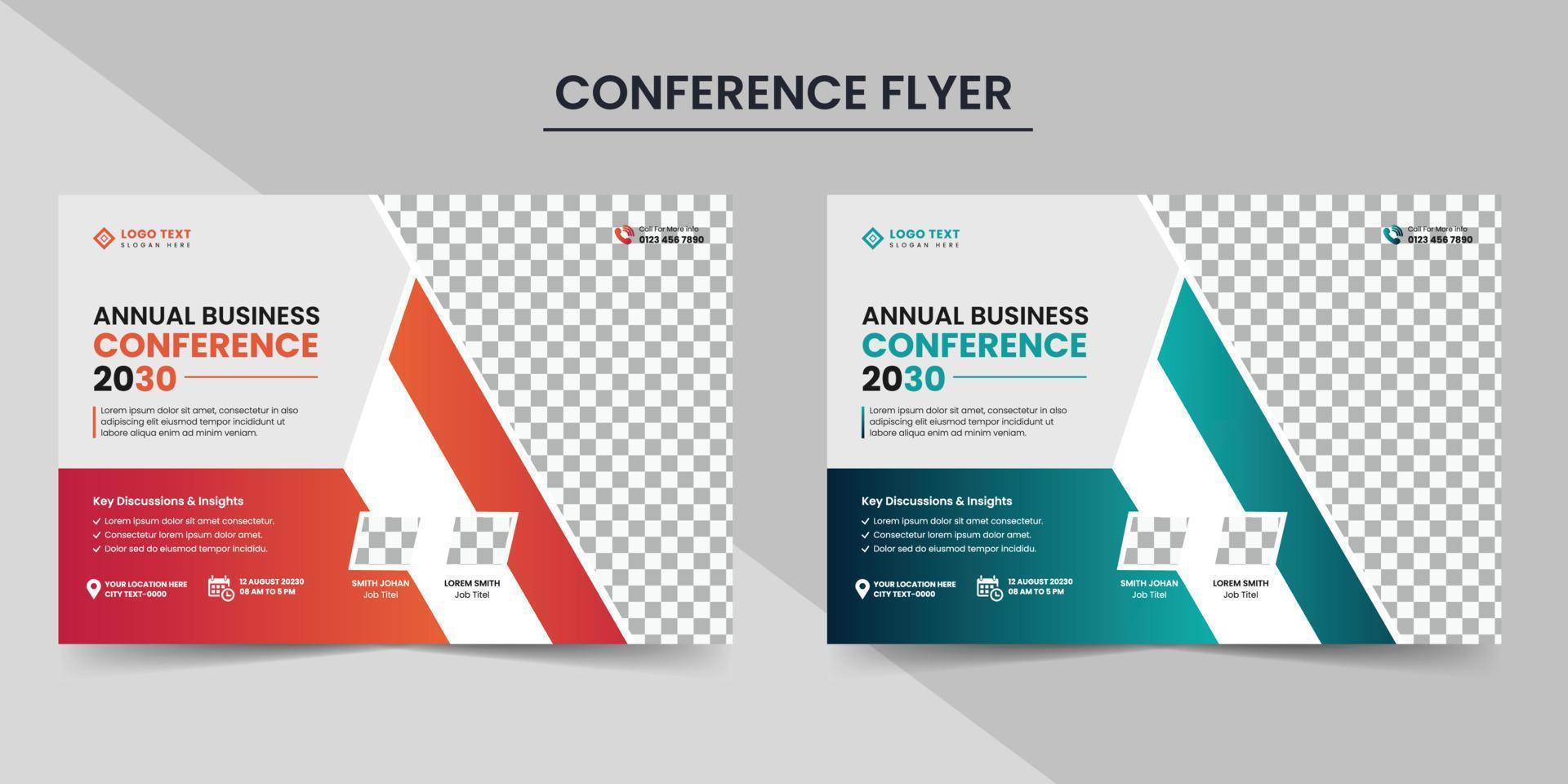 Modern corporate horizontal annual business conference flyer layout and invitation banner template vector