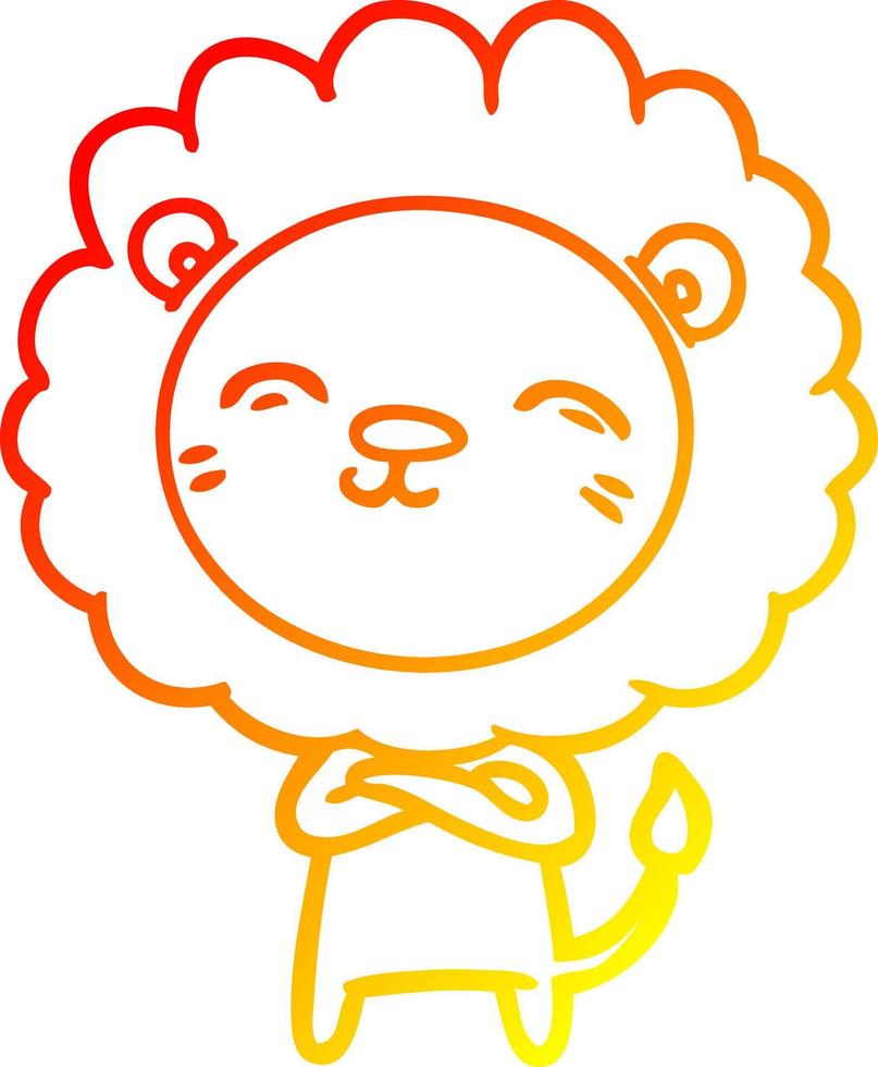 warm gradient line drawing cartoon lion vector