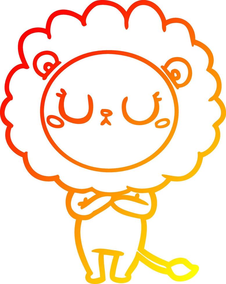 warm gradient line drawing cartoon lion vector