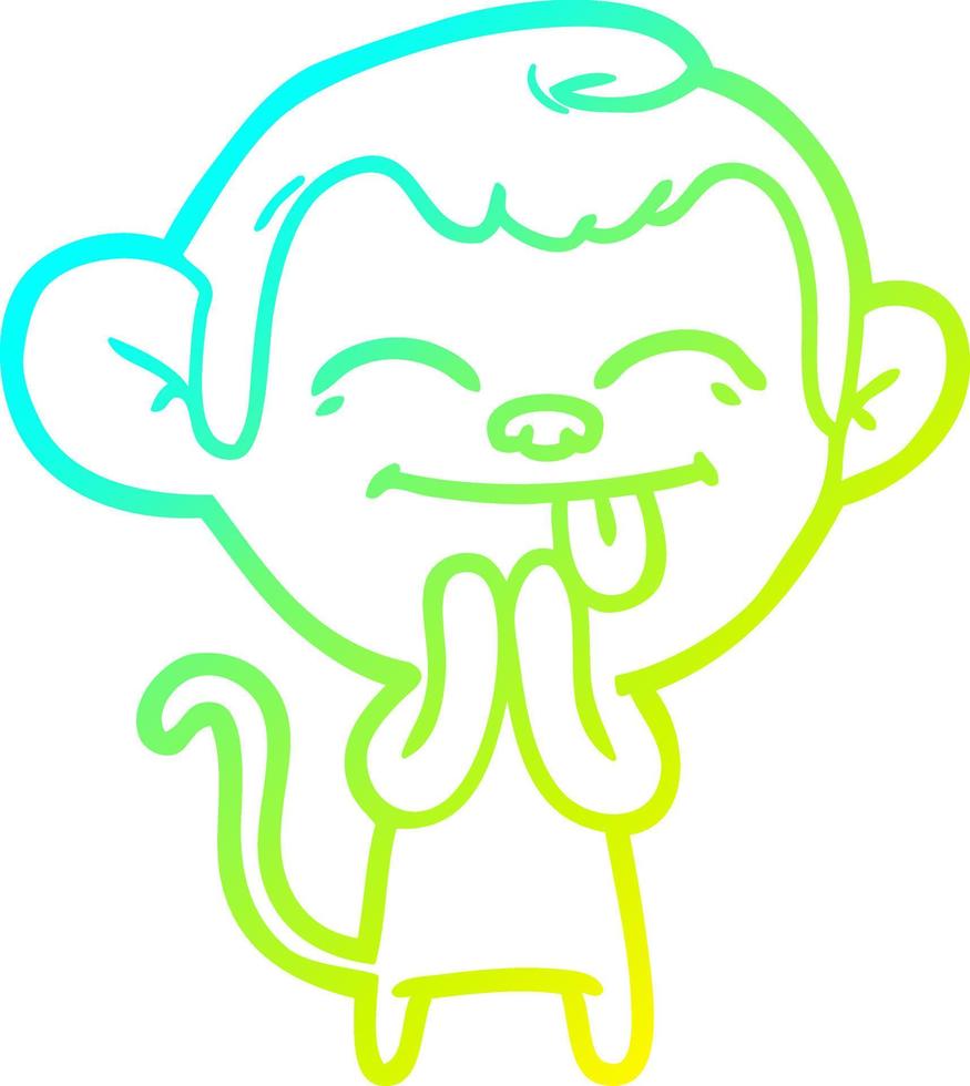 cold gradient line drawing funny cartoon monkey vector