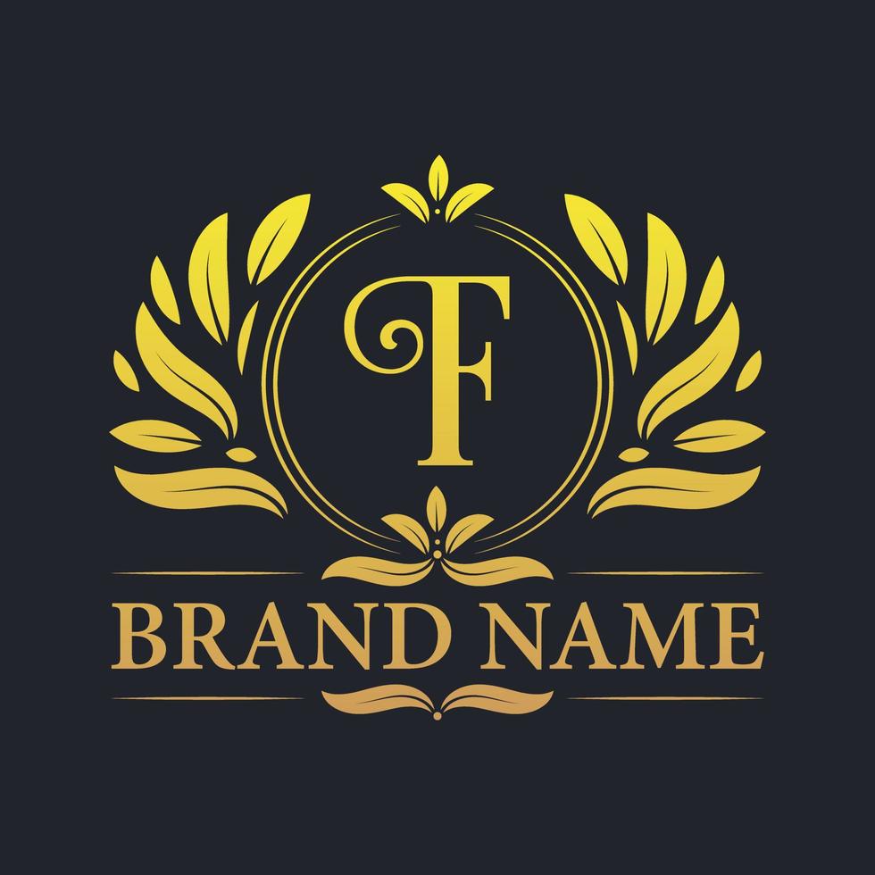 Vintage Luxury golden F letter logo design. vector