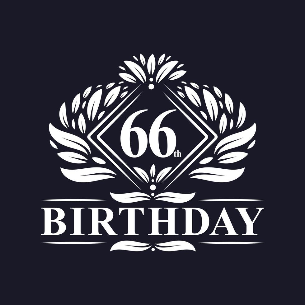 Logo de cumpleaños de 66 años, lujosa celebración de 66 años. vector