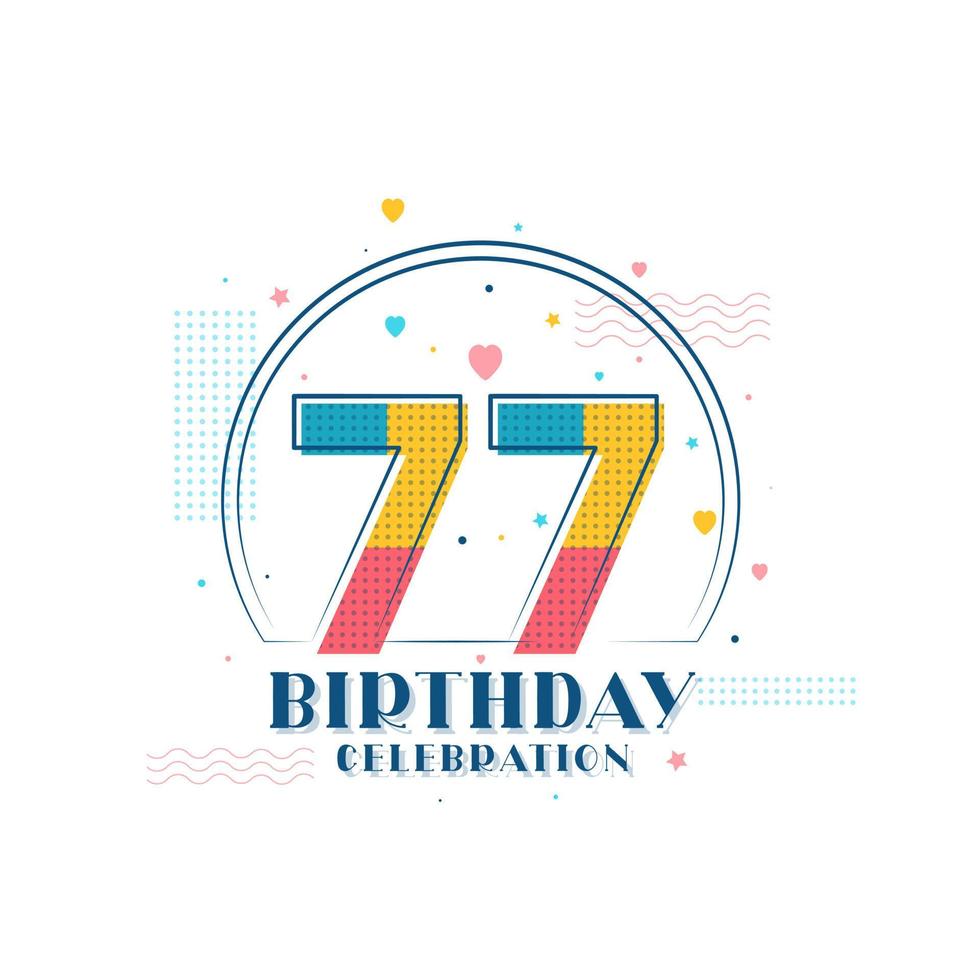 celebración de 77 cumpleaños, diseño moderno de 77 cumpleaños vector