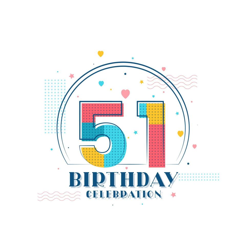 celebración de 51 cumpleaños, diseño moderno de 51 cumpleaños vector