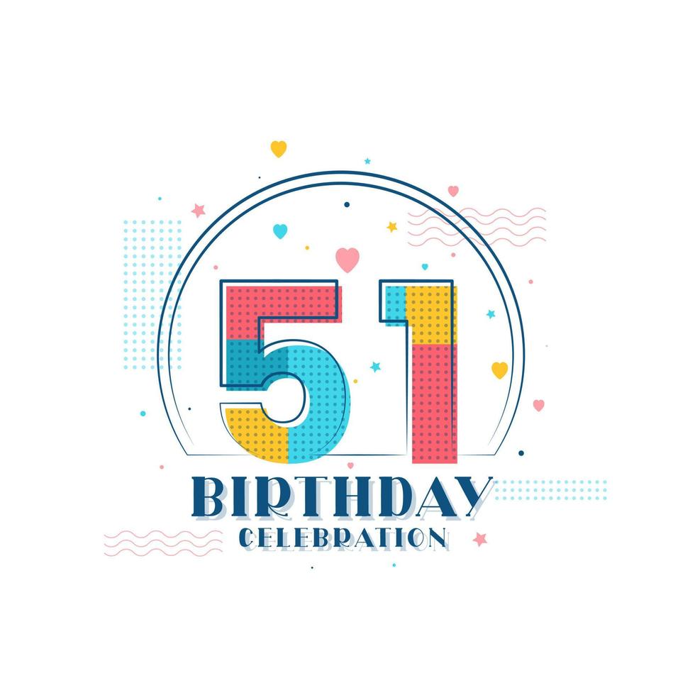 51 Birthday celebration, Modern 51st Birthday design vector
