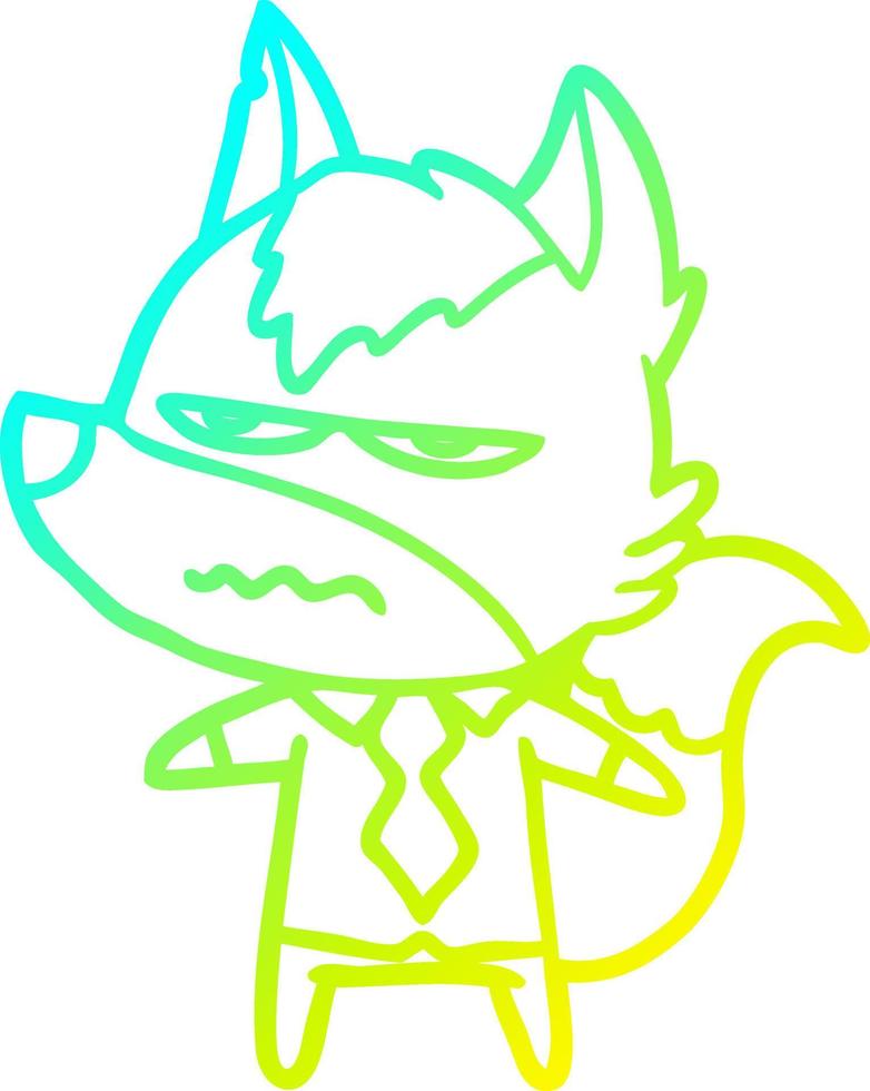 cold gradient line drawing cartoon annoyed wolf vector