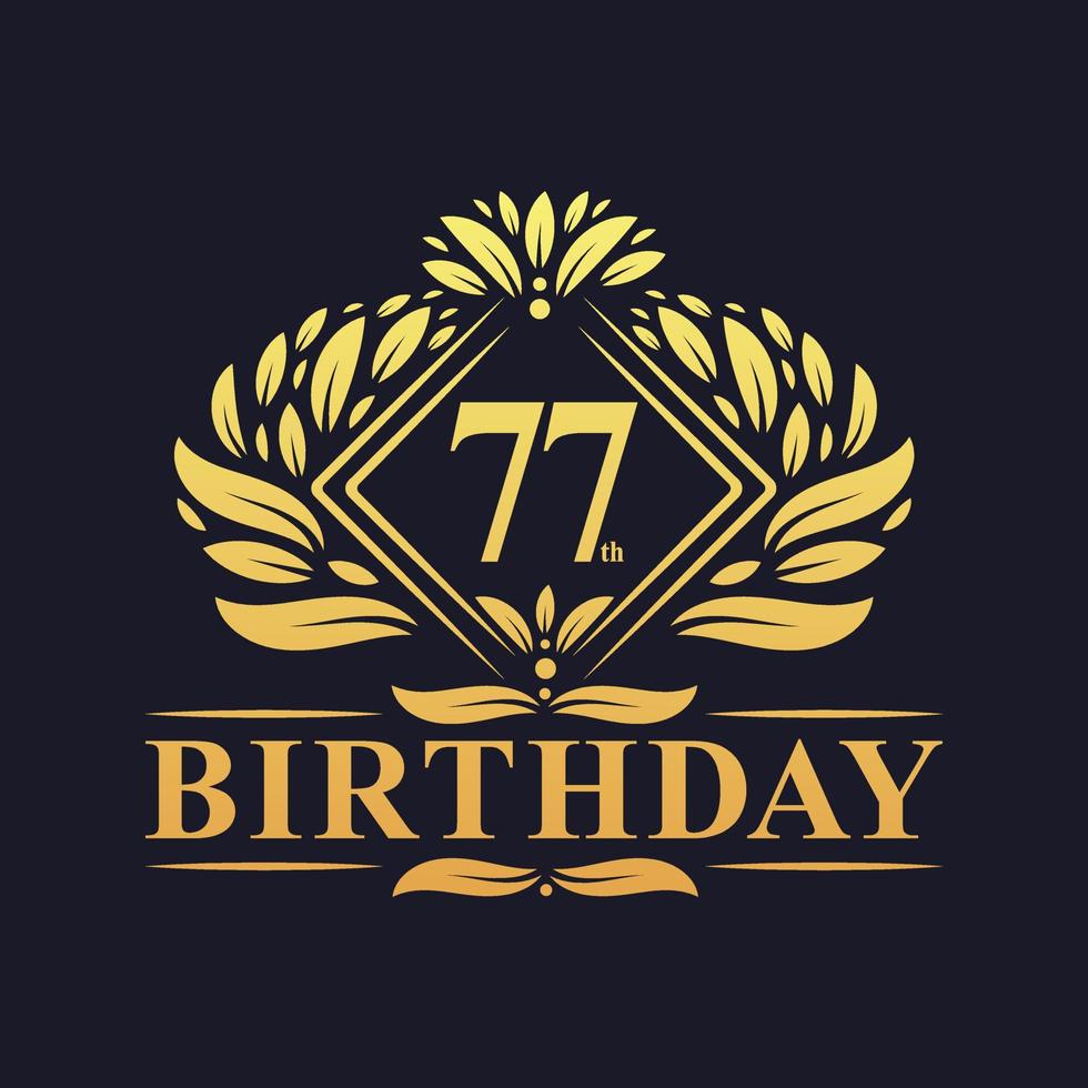 77 years Birthday Logo, Luxury Golden 77th Birthday Celebration. vector