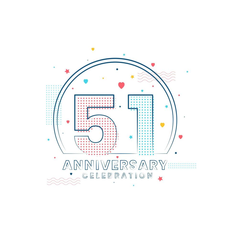 celebración del aniversario de 51 años, diseño moderno del 51 aniversario vector