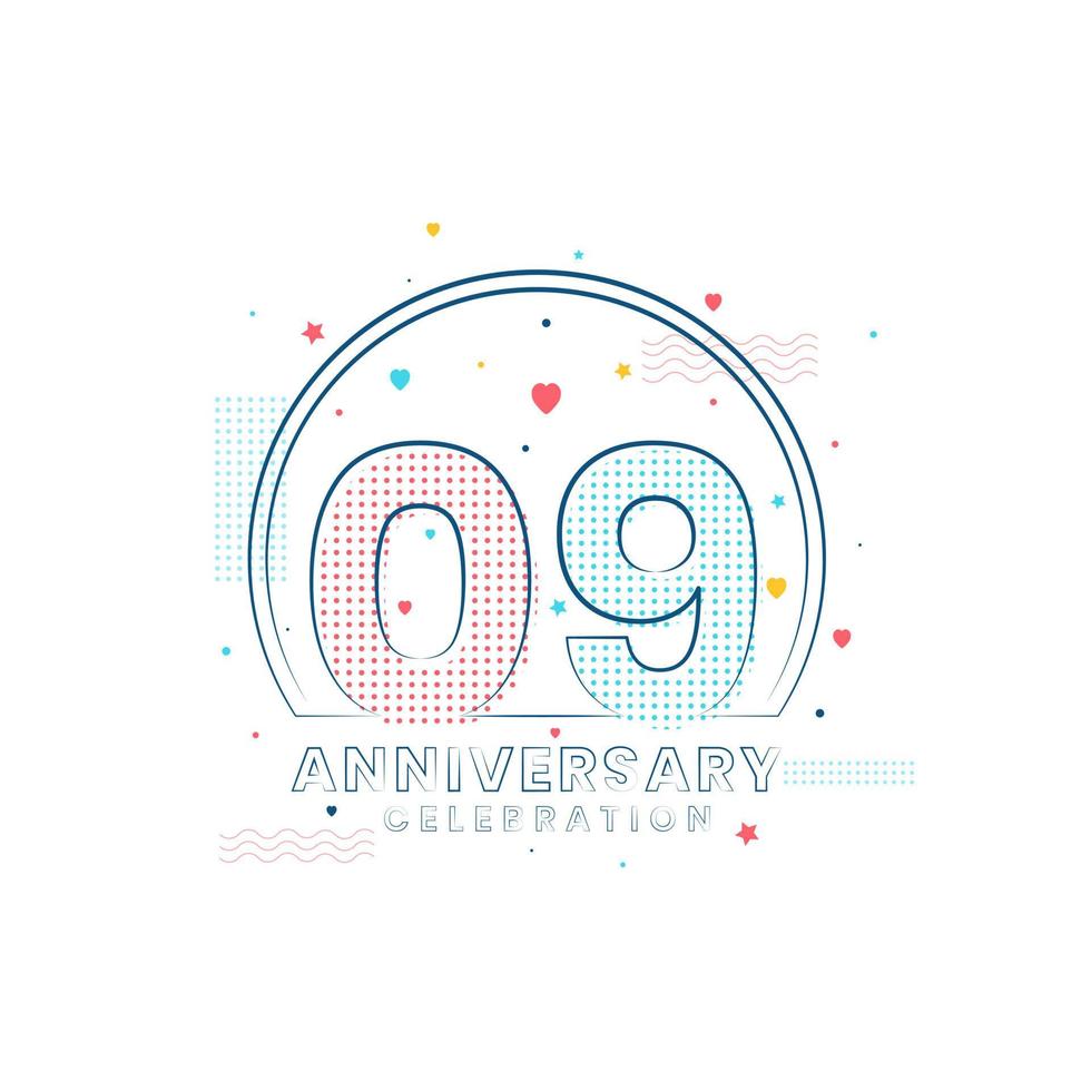 celebración del aniversario de 9 años, diseño moderno del 9 aniversario vector