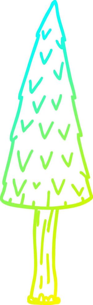 cold gradient line drawing cartoon christmas tree vector