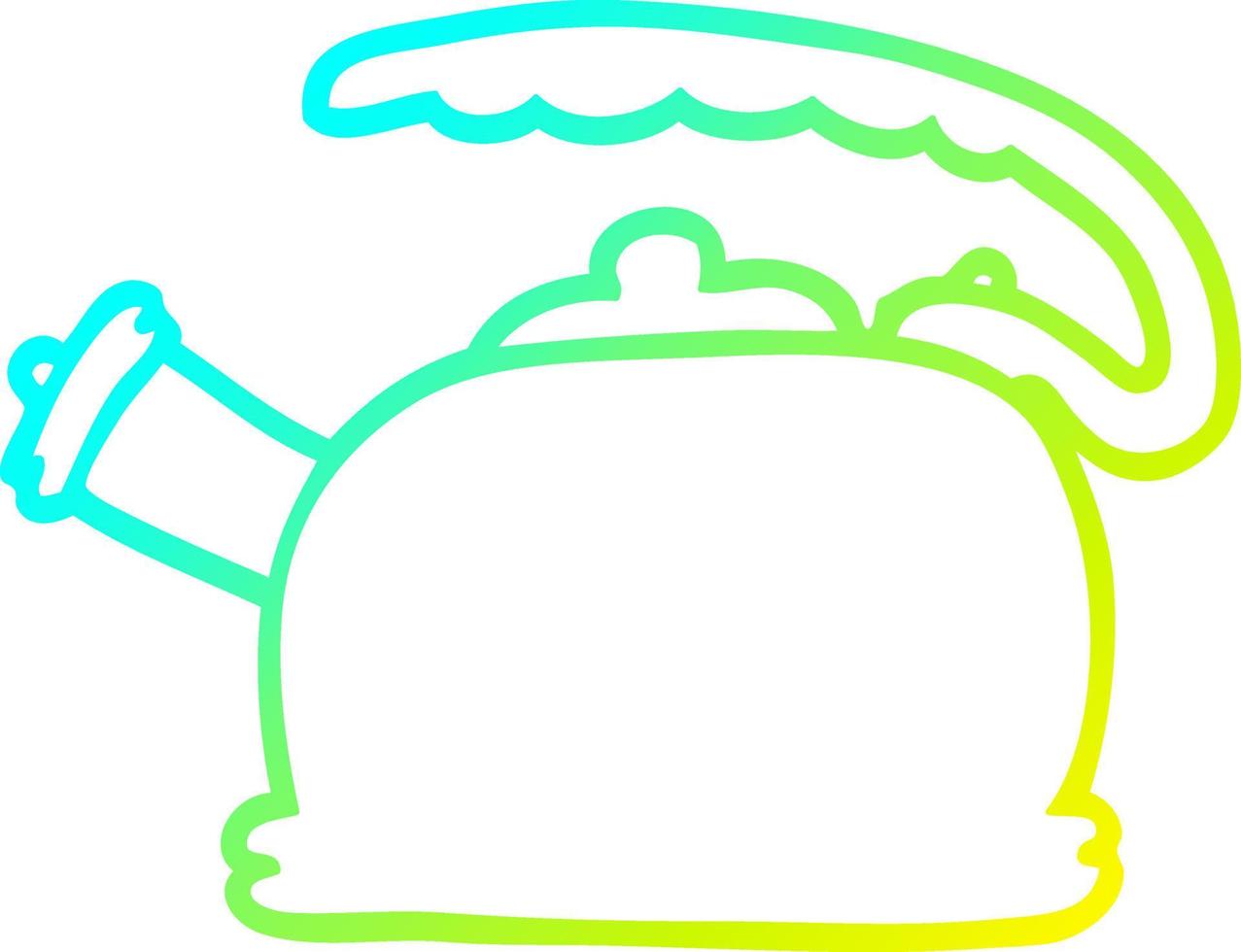 cold gradient line drawing cartoon whistling kettle vector