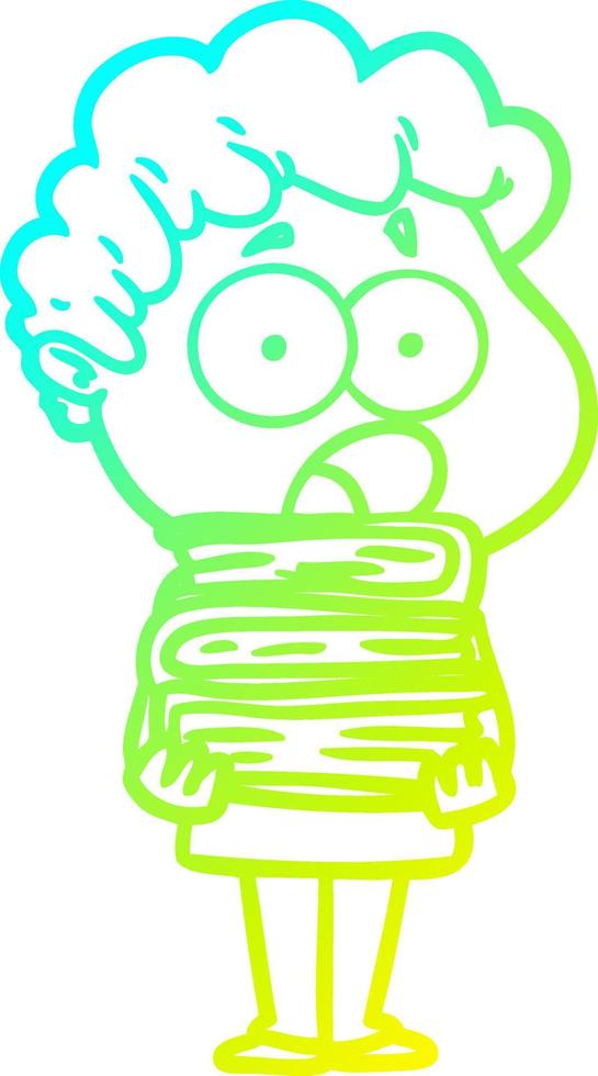 cold gradient line drawing cartoon man gasping in surprise vector