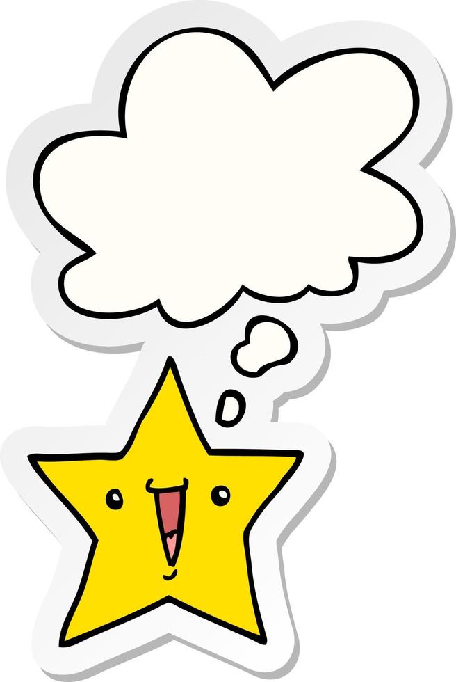 cartoon star and thought bubble as a printed sticker vector