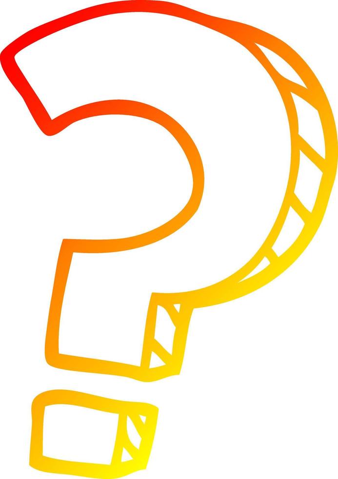 warm gradient line drawing cartoon question mark vector